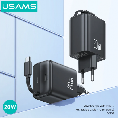 Củ Sạc Nhanh kèm Cáp Dây Rút 20W USAMS 