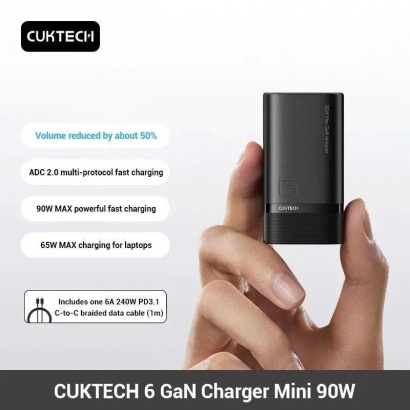 Củ sạc nhanh mini Cuktech 6 GaN AD653 90W