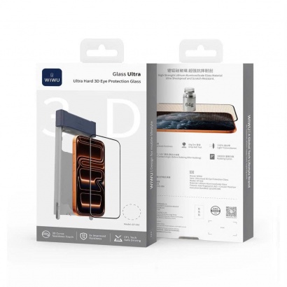 Kính Cường Lực Wiwu Ultra Hard 3D Kèm Khung Tự Dán – iPhone 17pro/promax