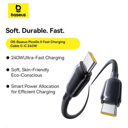 Cáp Sạc Nhanh Baseus PicoGo USB-C to USB-C 240W Bọc Dù Cao Cấp