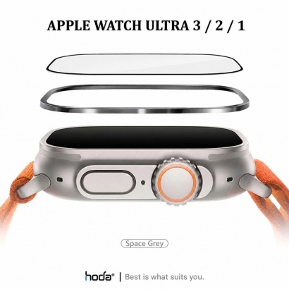 Kính Cường Lực HODA Sapphire Titanium Viền Kim Loại Cho Apple Watch Ultra 1/2/3