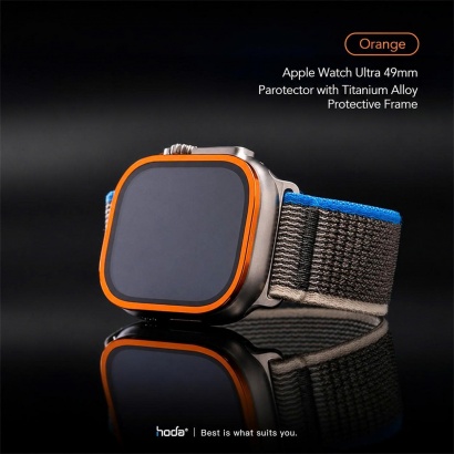 Kính Cường Lực HODA Sapphire Titanium Viền Kim Loại Cho Apple Watch Ultra 1/2/3