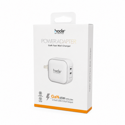 Củ Sạc Nhanh Hoda GaN 65W 2 Cổng USB-C PD/PPS