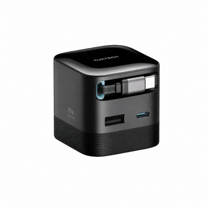 Sạc Cuktech CP6 GaN 2C1A 67W tích hợp cáp USB-C rút gọn