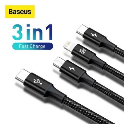 Cáp sạc 3 đầu 20W Baseus Rapid Series 3-in-1 PD