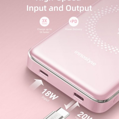 Sạc dự phòng 10000mAh Innostyle PowerMag Slim IM20 - Pink