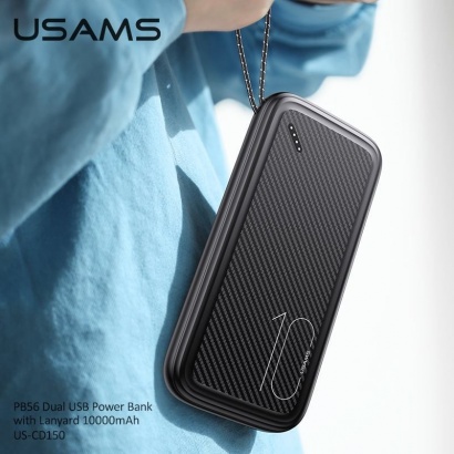 Pin Dự Phòng USAMS CD150 10000mAh  (Dual Input, Dual USB, Kèm Dây Đeo) 