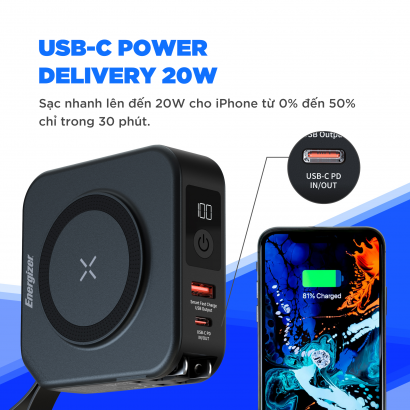 Sạc dự phòng 10,000mAh /3.7V Li-Polymer Energizer  