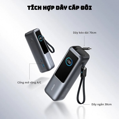 Pin Dự Phòng 25000mAh 165W có cáp USB-C - Anker