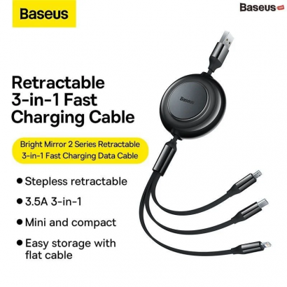 Cáp Sạc Dây Rút 3-in-1 Data Cable 100W - BASEUS