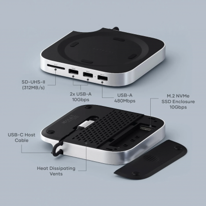 Đế Kiêm Hub Chuyển Đổi 5in1 Cho Mac Mini M4 SATECHI