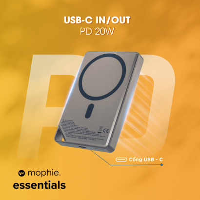 Pin dự phòng 10,000mAh Mophie Essentials Snap + Metallic