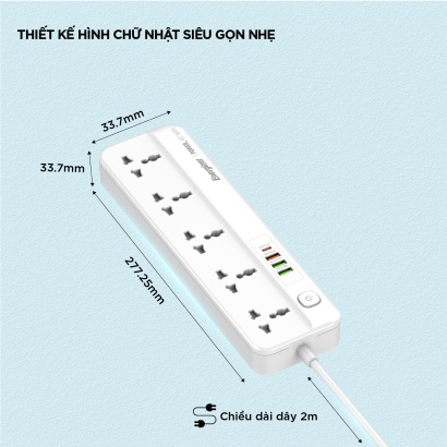Ổ cắm điện đa năng để bàn 5AC kèm 3 USB-A & 1 PD USB-C Energizer