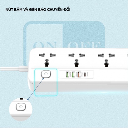 Ổ cắm điện đa năng để bàn 5AC kèm 3 USB-A & 1 PD USB-C Energizer