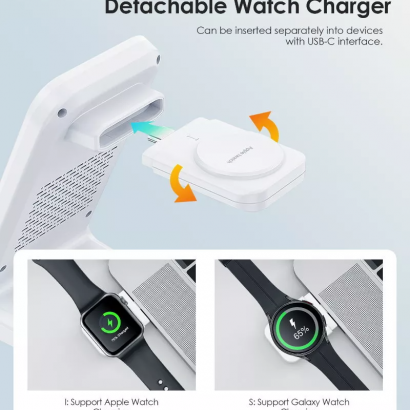 Đế sạc không dây CHOETECH 15W 4-in-1 – WHITE