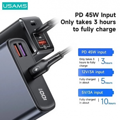 Pin Dự Phòng 30000mAh 65W (Kèm cáp C to C 100W)- USAMS