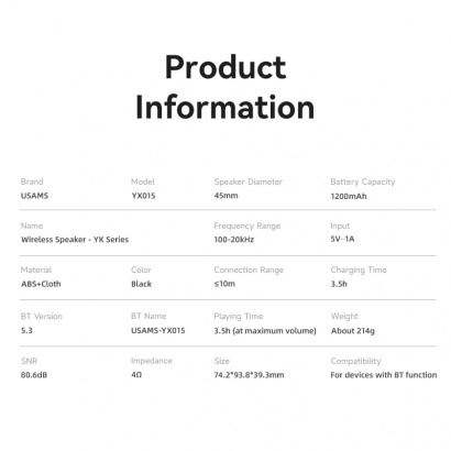 Loa Bluetooth di động USAMS YX015