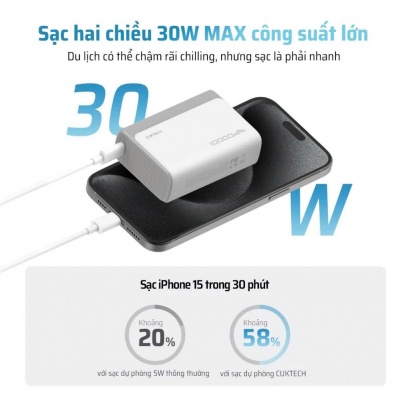 Pin dự phòng Cuktech 10.000mAh Power Bank 30W - PB100S