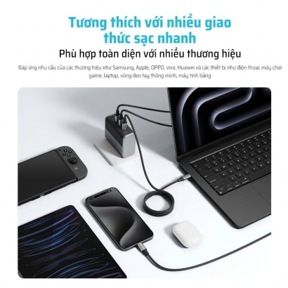 Cáp dù Cuktech C to C 6A 240W hít từ tính