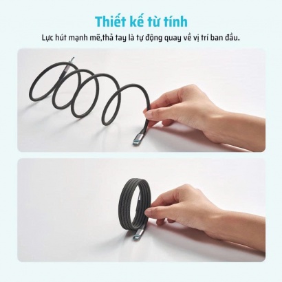 Cáp dù Cuktech C to C 6A 240W hít từ tính
