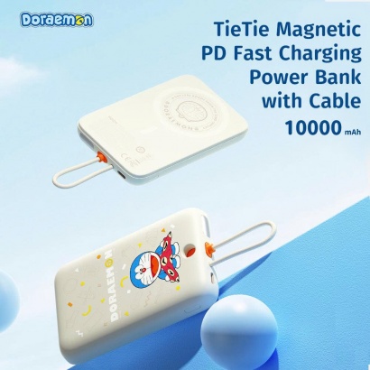 Pin Dự Phòng ROCK Doraemon TieTie with Type-C Built-in Cable 10000mAh 20W
