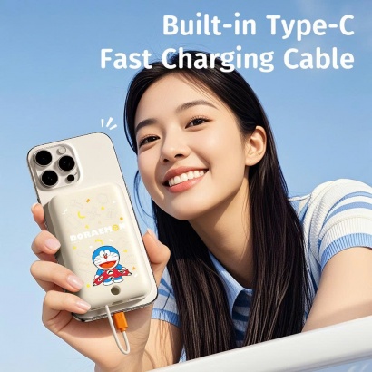 Pin Dự Phòng ROCK Doraemon TieTie with Type-C Built-in Cable 10000mAh 20W