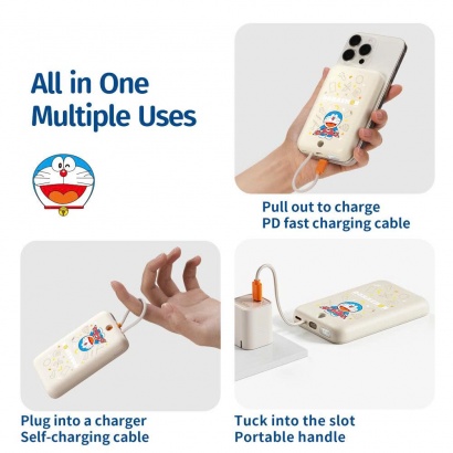 Pin Dự Phòng ROCK Doraemon TieTie with Type-C Built-in Cable 10000mAh 20W