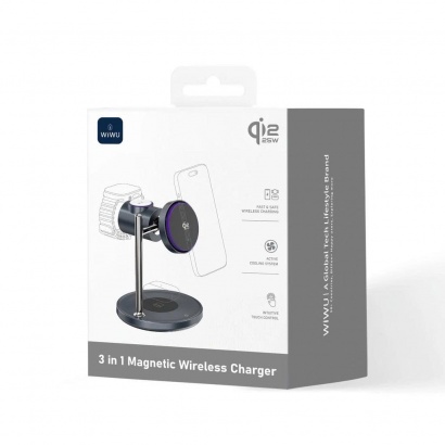 Dock sạc không dây từ tính 3 trong 1 WiWU Wi-W041 (Qi2.2)