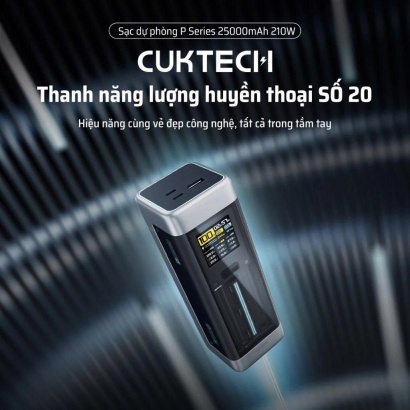 Pin dự phòng Cuktech 20 Power Bank 25.000mAh 210W PD3.1/PPS5A/QC/Mi Turbro 120W – P23